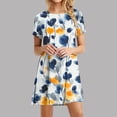 thumbnail image 2 of Vestido de Manga Corta para las Mujeres Casual Impreso Cuello Redondo, Vestido de las Señoras para la Primavera Y el Verano de Uso Diario, 2 of 9