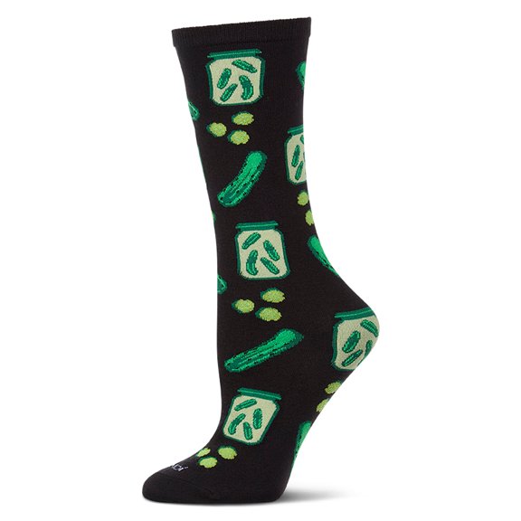 MeMoi Just Dill With It Crew Sock - Womens - Female, 9-11, Black