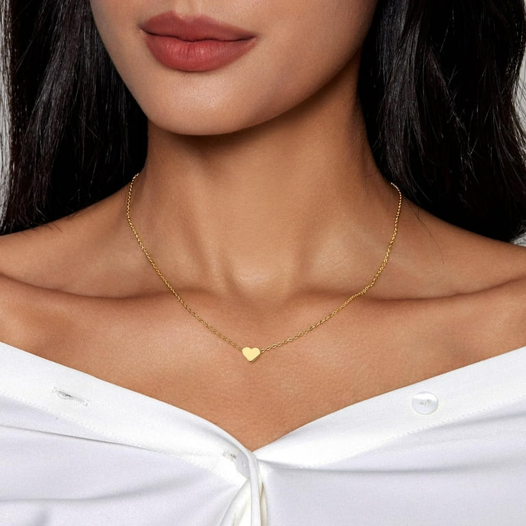 Cute Heart Necklace Dainty 18k Gold Plated Tiny Heart Pendant