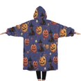 thumbnail image 2 of Oversized Wearable Blanket Hoodie,Magical Pumpkin Castle Halloween Pattern Sherpa Blanket Hoodie with Super Pockets,Super Warm Fuzzy Pullover for Women & Men, 2 of 6