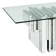 thumbnail image 4 of 47 Inches Glass Top Coffee Table with Faux Stone Inlay, Silver - Saltoro Sherpi, 4 of 5