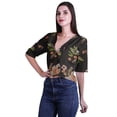 thumbnail image 5 of Moomaya Printed Cotton Top For Womens V-neck Crop Top Elbow Sleeve Summer Blouse T-shirt, 5 of 7