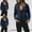 Blue, variant on Dyfzdhu Womens Leather Jacket Ladies Retro Rivet Zipper Up Bomber Casual Coat Outwear Black
