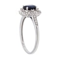 thumbnail image 2 of 10k White Gold Vintage Style Oval Blue Sapphire and Halo Diamond Ring, 2 of 5