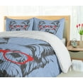 thumbnail image 5 of Ambesonne Yorkie Duvet Cover Sets, Fun Portrait Red Glasses, 2-Queen, Pale Blue Grey Vermilion, 5 of 7
