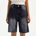 thumbnail image 4 of Hienoo Women's Denim Bermuda Shorts High Waist Straight-Leg Jean Shorts, Sizes S-XL, 4 of 8