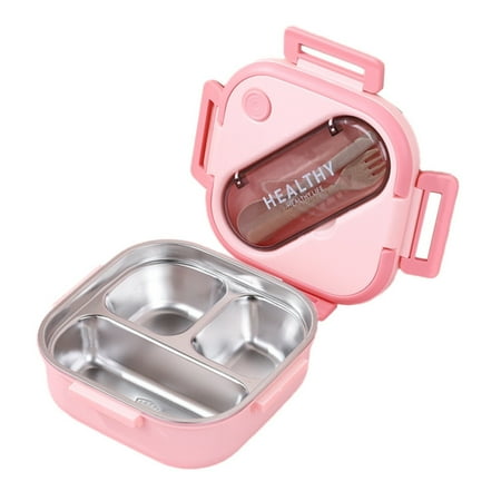 

Huhuzaio Fresh Preservation Case Stainless Steel Kid Box 4 Lock Catch Leak Proof Compartment Lunch Box with Portable Cutlery Ideal Portion Sizes Fall Decorations and Kitchen Tools Set Special Offers