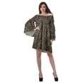 thumbnail image 3 of Moomaya Light Brown Womens Off Shoulder Summer Beach Dress Cotton Vacation Dress With Bell Sleeves - M, 3 of 7