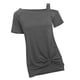 thumbnail image 4 of Camiseta de mujer Top de algodón retorcido de manga corta con hombros descubiertos sexy, gris oscuro, XXL Inevent AP001289-10, 4 of 7