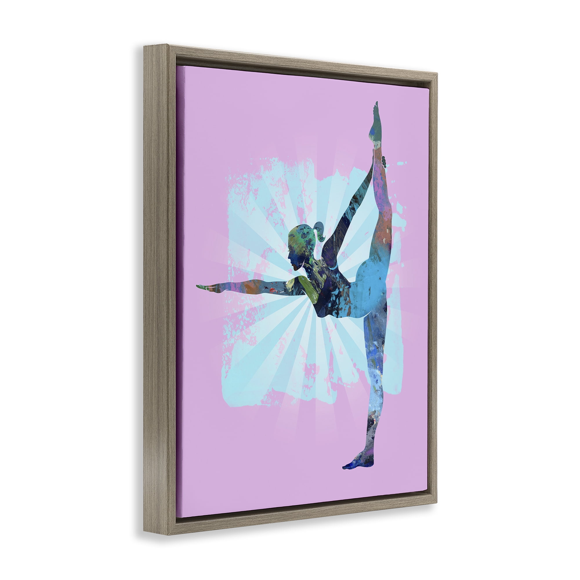 Stupell Industries Stretching Mindful Exercise Sports Painting Brown Floater Framed Canvas Art Print Wall Art, 17 x 21