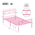 thumbnail image 3 of Cama Twin con Cabecera y Piecero de Metal – 12.2 Pulgadas de Almacenamiento Debajo – Sin Ruido – Sin Base de Resortes – Rosa, 3 of 10