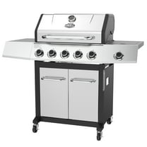 Expert Grill 5-Burner Propane Gas Grill with Side Burner, and Side Table, Stainless Steel