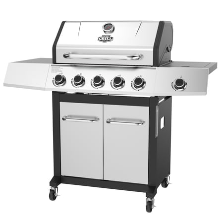 Expert Grill 5-Burner Propane Gas Grill with Side Burner, and Side Table, Stainless Steel