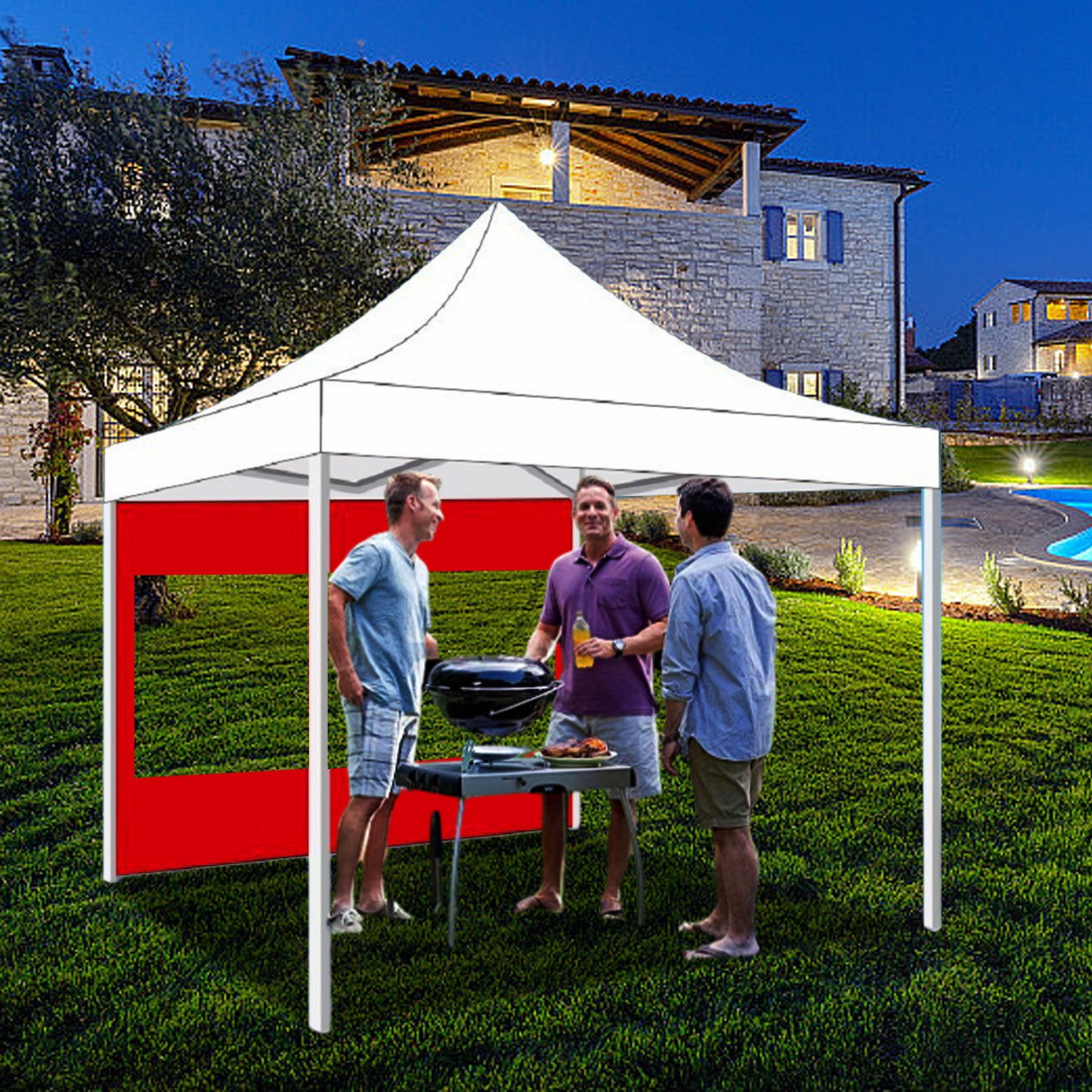 BGZLEU Red Canopy Tent,Translucent Tent,Portable Pop Up Outdoor Gazebo with 1 Sidewall,UV ProtectionTent,Come with Carry Bag - Blue
