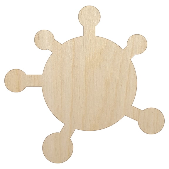 Virus Symbol Solid Wood Shape Unfinished Piece Cutout Craft DIY Projects - 4.70 Inch Size - 1/8 Inch Thick