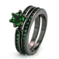 thumbnail image 3 of Matching Rings His and Her Rings Couple Rings Green CZ Wedding Ring Sets for Him and Her Men and Women Ring, 3 of 7
