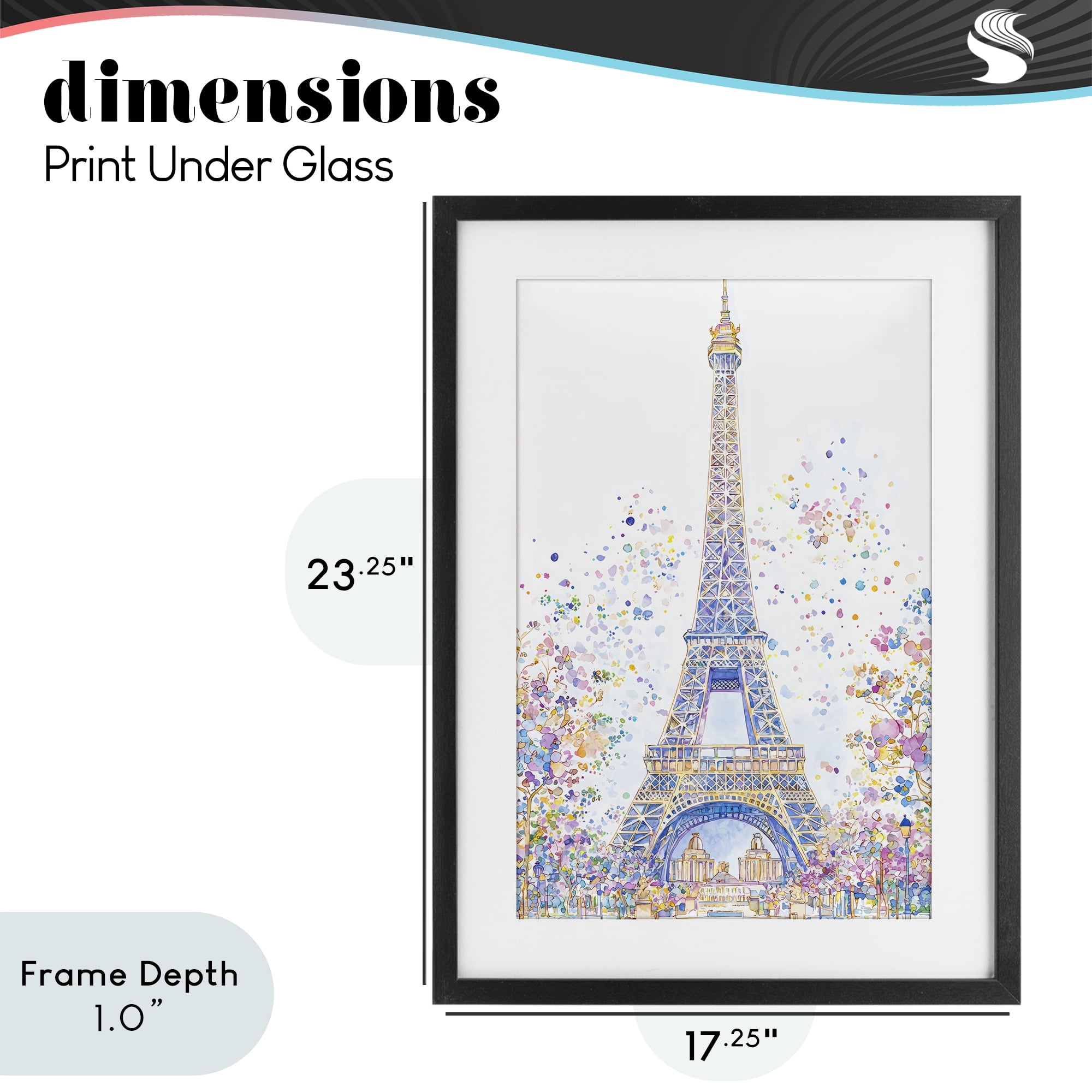 Stupell Industries Colorful Eiffel Tower Black Framed Print Under Glass, design by Creative Studio