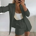thumbnail image 2 of YYDGH Blazer for Women Long Sleeve Open Front Blazer Casual Elegant Work Office Business Suits with Belt Trendy Outfits Dressy Dark Gray M, 2 of 7