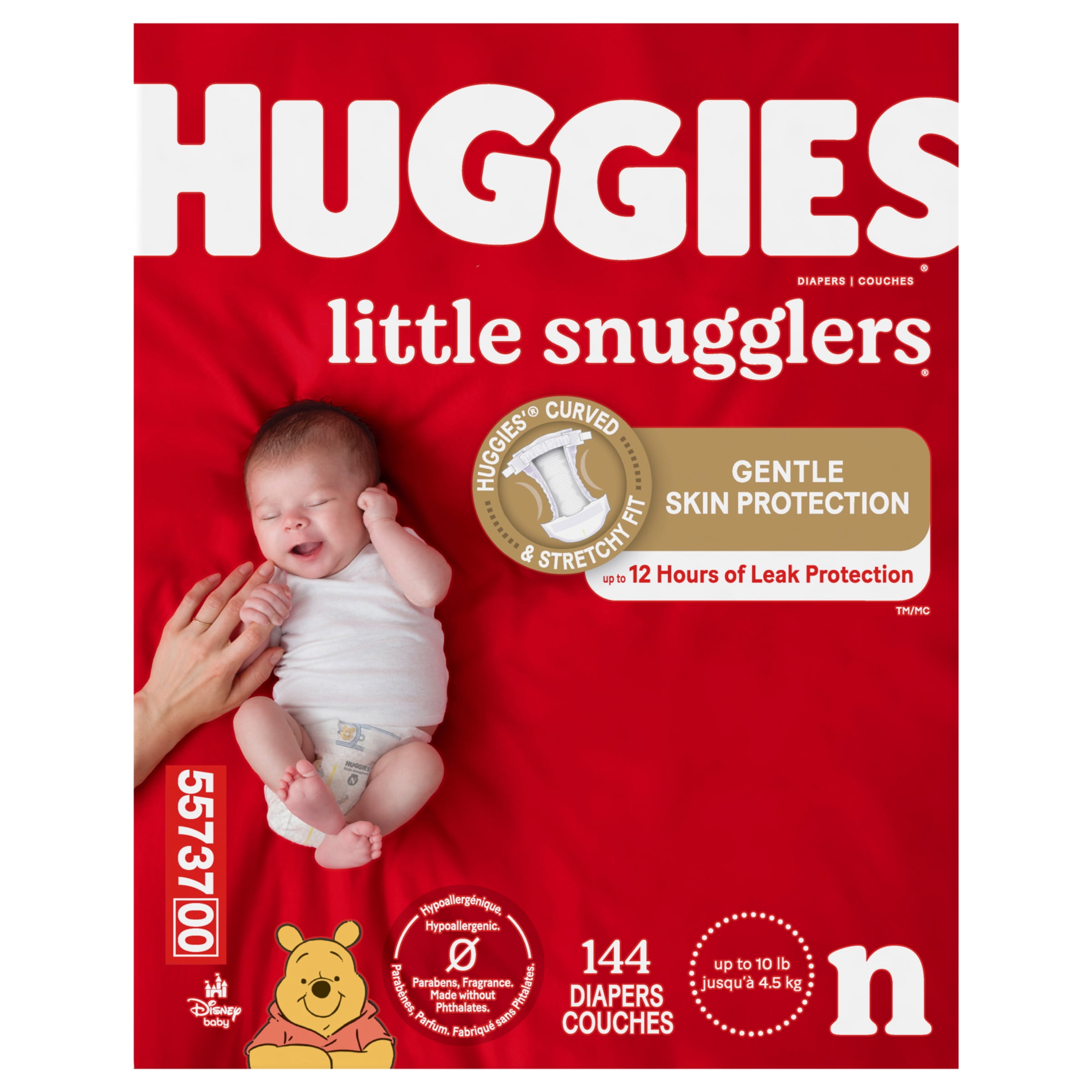 Huggies Little Snugglers Baby Diapers, Size Newborn (up to 10 lbs), 144 Ct