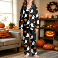 thumbnail image 5 of WOYY Girls Halloween Pajama Set Long Sleeve Button Down Shirt Pants Nightwear, Sizes 3-14, 5 of 6