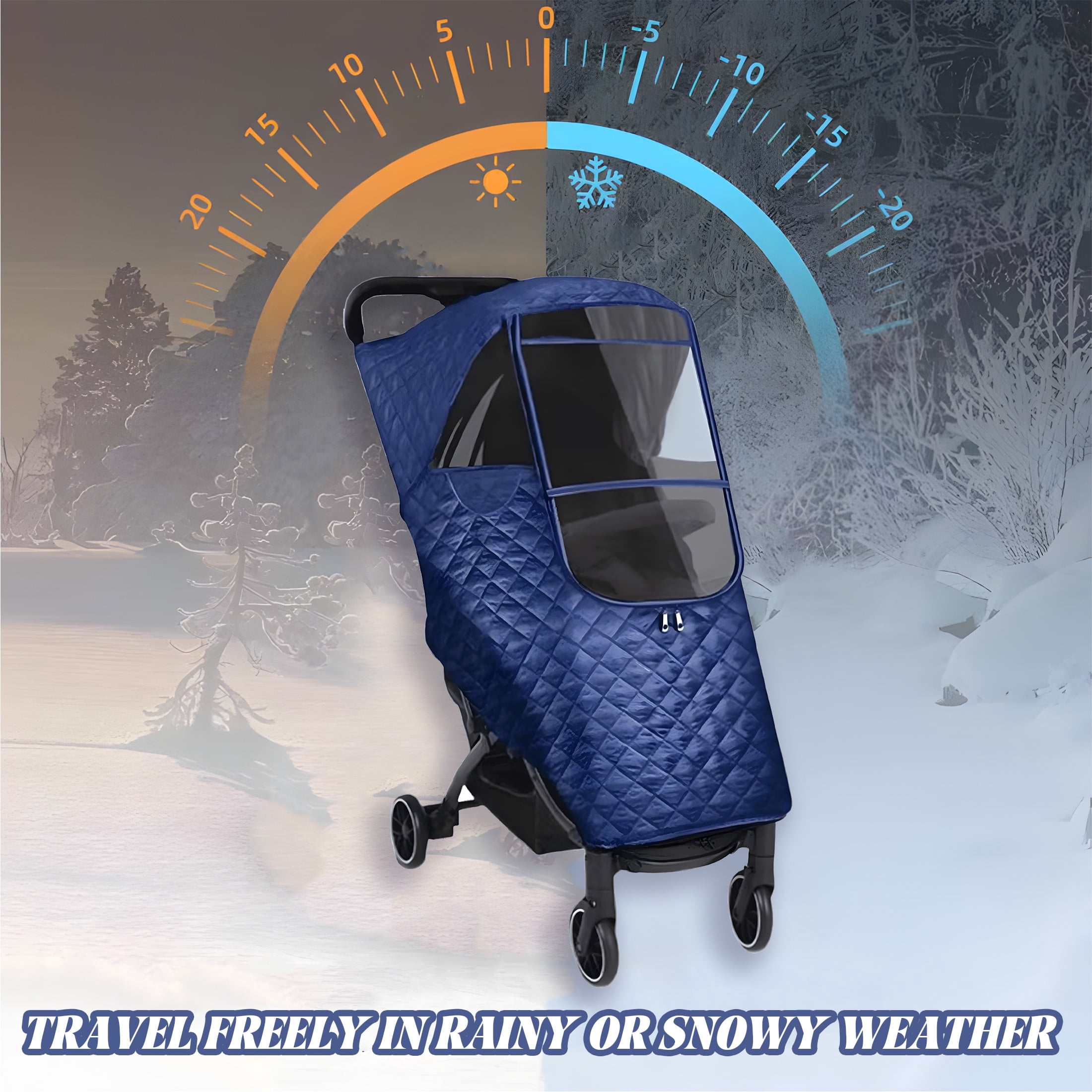 LADYGYM 2026 New Stroller Rain Cover,U-Zipper Stroller Cover,Three-Layer Warm Weather Shield,Full-Coverage Stroller Rain Cover