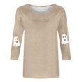 thumbnail image 4 of Short Sleeve Round Neck Printed T Shirt Casual Three Quarter 3/4 Sleeve Halloween Tee Top, 4 of 5