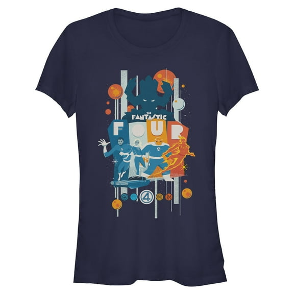 Juniors The Fantastic Four: First Steps Retro Galactus vs First Family T Shirt