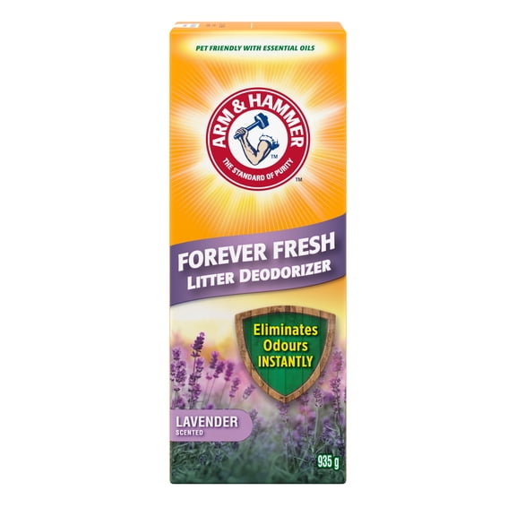 Arm & Hammer Désodorisant pour litière pour chat Forever Fresh avec bicarbonate de soude, parfum lavande adapté aux animaux, compatible avec toutes les litières pour chat, 935 Grams