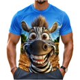 thumbnail image 2 of Men's Silly Zebra Print Tee, Big-eyed Buck-toothed Zebra Face 3D All-over Graphic, Short Sleeve Round Neck T-Shirt, Comfortable Moisture-wicking Fabric, Novelty Animal Top for Summer Casual, 2 of 5