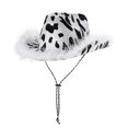 thumbnail image 1 of Sombrero de vaquera con tiara para mujer, accesorios para sombrero de fiesta estilo western, sombrero de vaquero para disfraz de discoteca, borde sin rematar en color vaca, 1 of 4