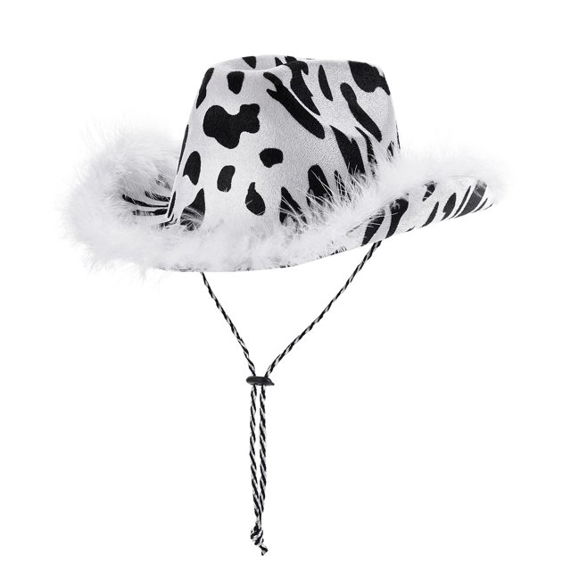 Sombrero de vaquera con tiara para mujer, accesorios para sombrero de fiesta estilo western, sombrero de vaquero para disfraz de discoteca, borde sin rematar en color vaca