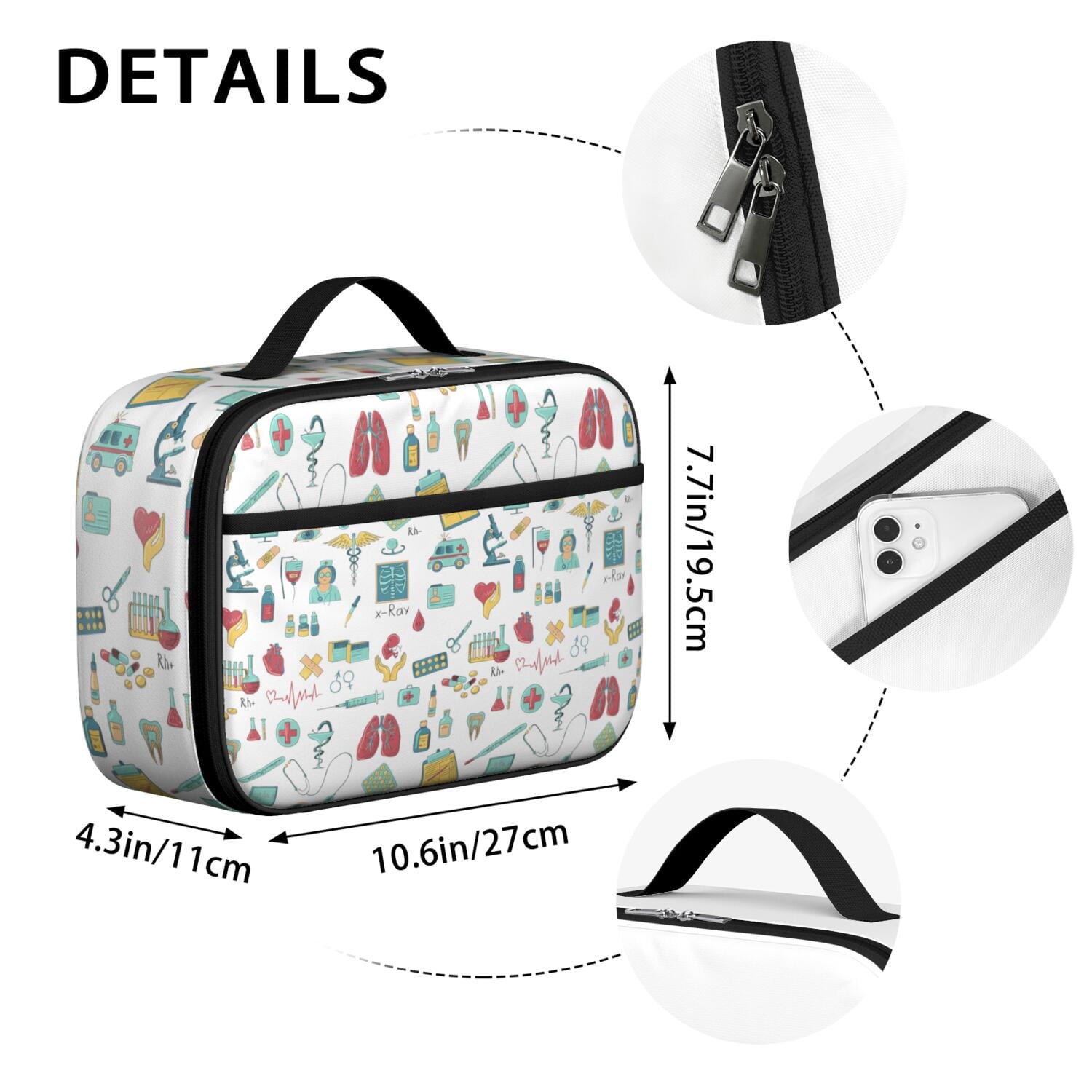 Cute Nurse Lunch Bag with Nursing, Nurse Life, and Saving Lives Every Day Designs – Insulated, Durable Lunch Tote for School, Travel, and Daycare