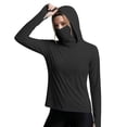 thumbnail image 2 of OVAFBAU Womens Long Sleeve Sun Protection Shirt Workout Hiking Hoodie Tops Women's Hooded Masks Long Sleeve Thumb Hole Sun Shield Tops, 2 of 7