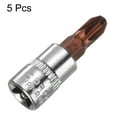thumbnail image 3 of Uxcell 5pcs PZ3 Phillips Bit Socket 1/4" Square Drive Cross Head Extension Impact Bit Power Nut Driver Set S2 & CR-V Steel Socket Ratchet Wrench Bits, Silver Red, 3 of 7