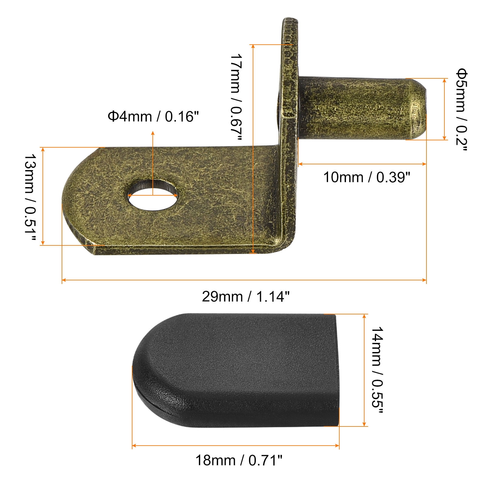 Uxcell Shelf Support Pegs, @50@pack @5@mm L-Shaped Shelf Pin with Rubber Sleeve, @Silver Tone