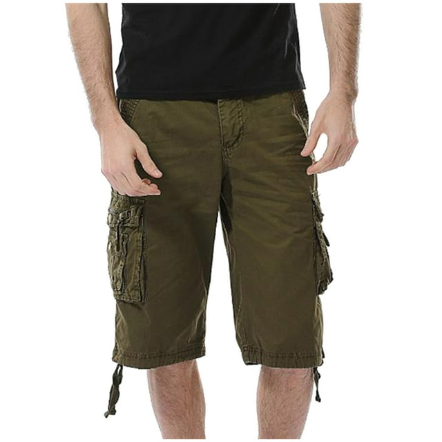 fartey Men Cargo Capri Pants 2024 Baggy Fit Summer Running Sports Hiking Outdoors Short Mult Pockets Button Zipper Drawstring Short