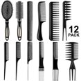 thumbnail image 1 of 12 Pieces Hair Brush Comb Set Paddle Hair Brush Detangling Brush, Including 1 Airbag Massage Comb,1 Roller Brush And 10 Hair Styling Comb For Wet, Dry, 1 of 5