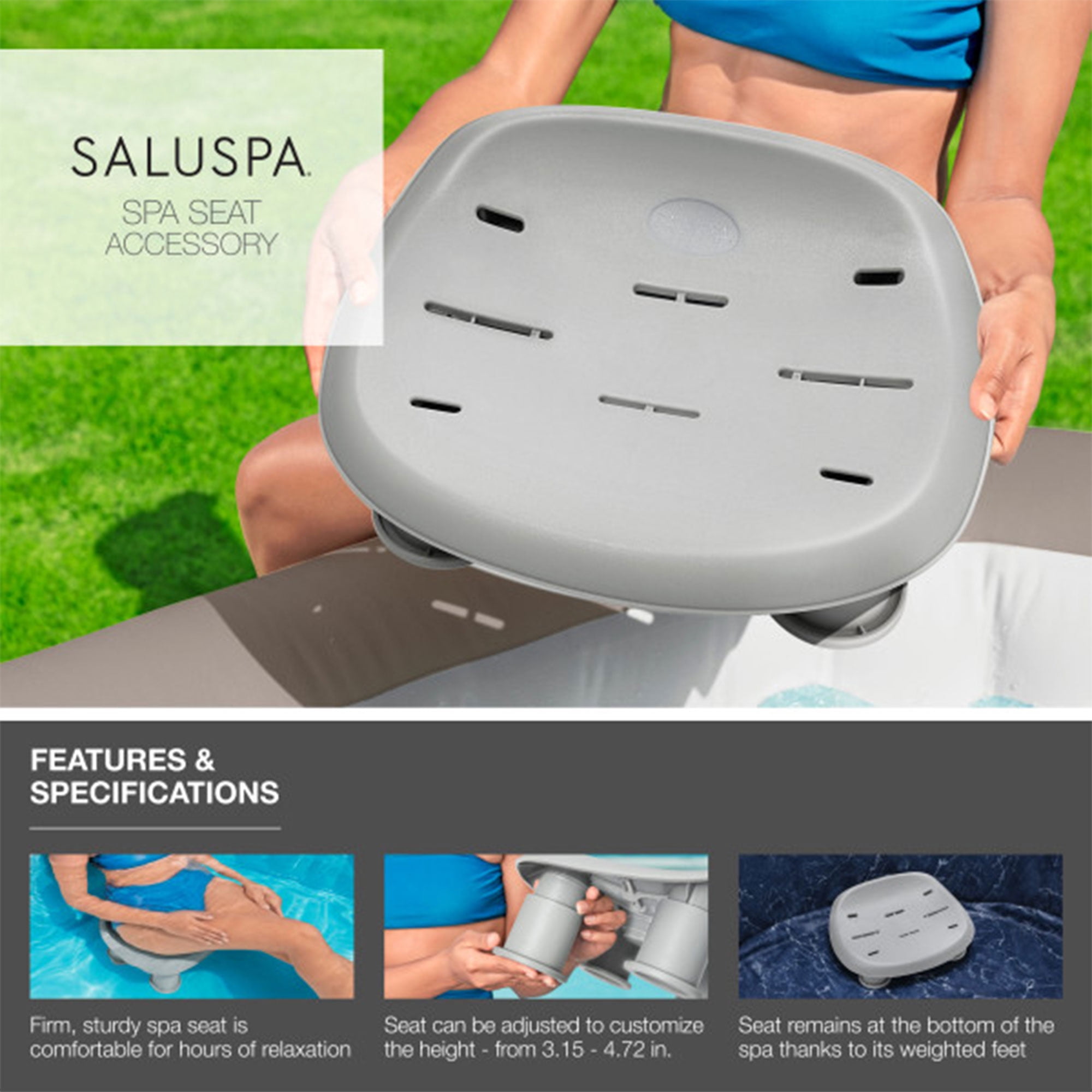 Bestway Miami AirJet Inflatable Hot Tub with 4 SaluSpa Non-Slip Seat & 4 Headrest Pillows