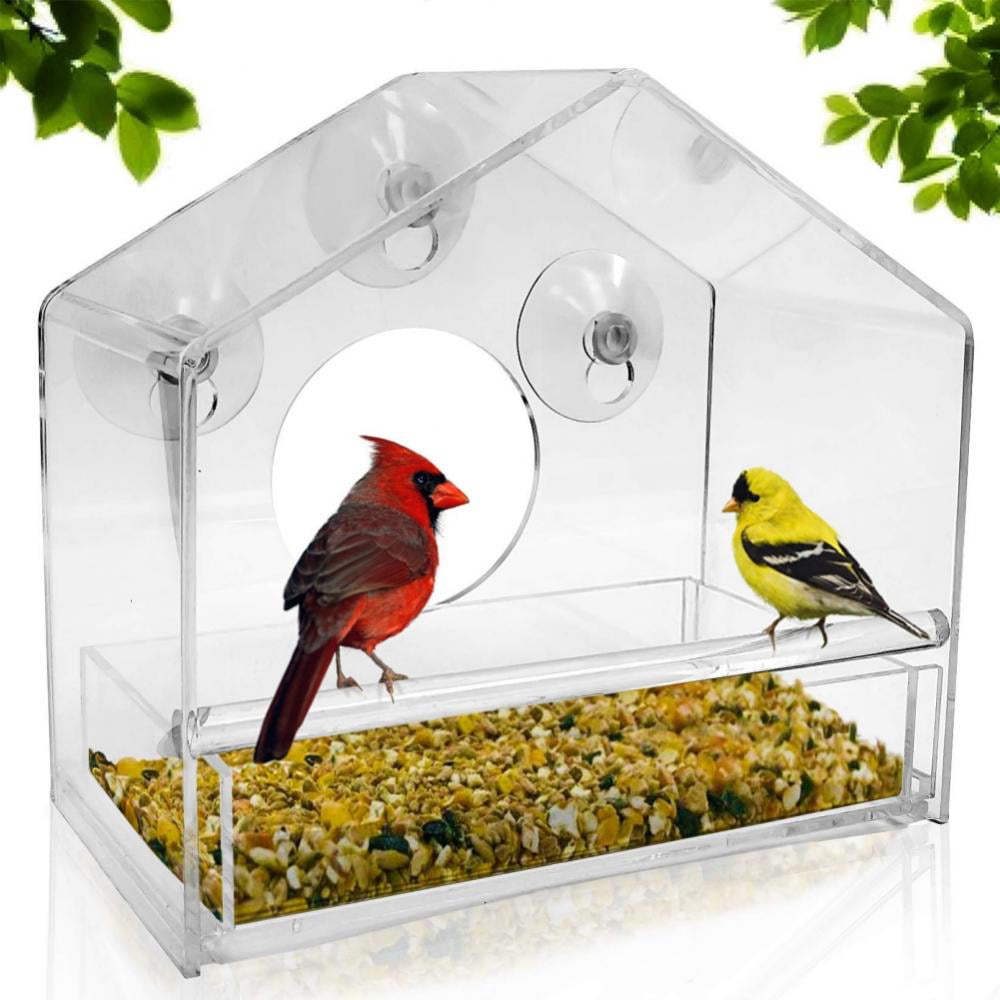 Window Bird House Feeder Holder and 3 Extra Strong Suction Cups for Wild Birds 