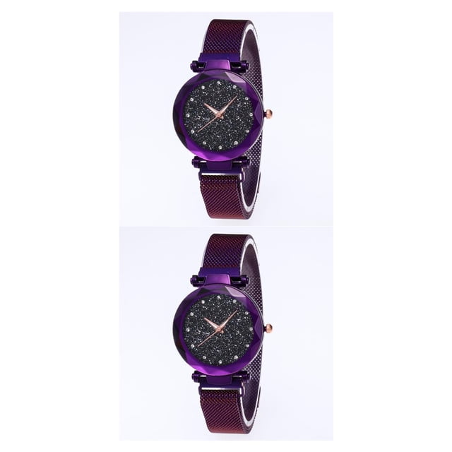 Reloj de pulsera de cuarzo analógico Inteprter Star Sky para mujer, correa de malla, oro rosa