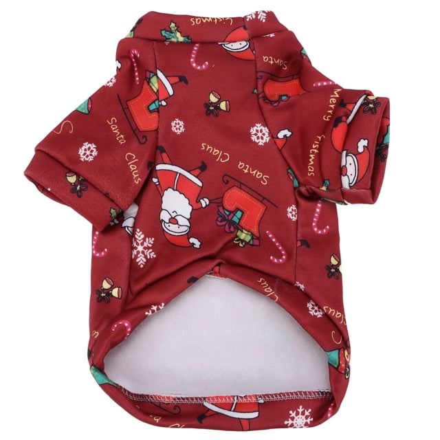Suéter para mascotas, Papá Noel rojo, estampado de dibujos animados, ropa cálida de Navidad para perros pequeños, disfraz de Navidad XS