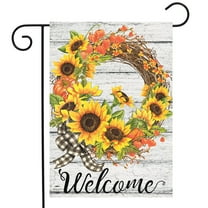 Briarwood Lane Sunflower Fall Wreath Welcome Garden Flag
