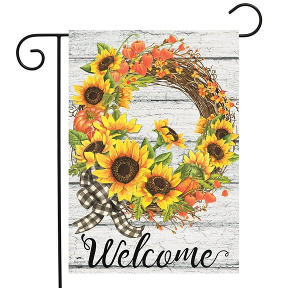 Briarwood Lane Sunflower Fall Wreath Welcome Garden Flag
