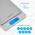 thumbnail image 3 of Mavie Compact Stainless Steel Kitchen Scale with Protective Case, 9 Unit Conversions, 3kg Capacity, Blue LCD Backlight, Auto Calibration & Precision Tare for Cooking & Baking, 3 of 8
