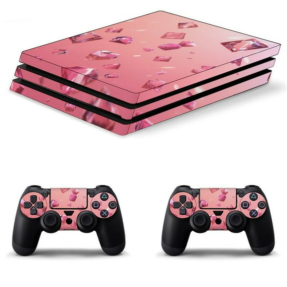 Decal Skin for PS4 Slim / PS4 Pro / PS4, Whole Body Vinyl Sticker Cover for Playstation 4 Console and Controller (Pink Diamonds Fallen)