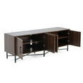 thumbnail image 5 of Functional 4-Door TV Cabinet, Modern Chestnut Entertainment Center with Adjustable Shelves, Cable Management, Iron Legs, Storage for Living Room, Fits 65 Inch TV, 66"x18"x23", Easy Assembly, 5 of 11