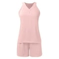 thumbnail image 5 of Riforla 2 Piece Sets for Women Soft Pajama V Neck Pj Shorts Set with Pockets Cute Sleepwear Summer Outfits Elegant Women's Sets Pink XL, 5 of 6