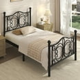 thumbnail image 2 of EBERY Twin Size Metal Bed Frame with Butterfly Pattern Design Headboard & Footboard, Black, 2 of 9