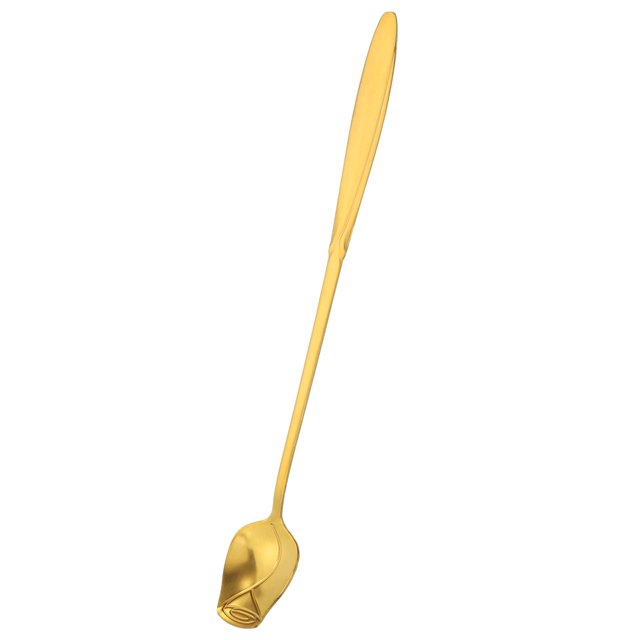 Unique Bargains 7' Stainless Steel Coffee Spoons Rose Flower Shape Spoons Tea Spoon, Gold