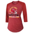 thumbnail image 2 of Women's Majestic Threads Red Kansas City Chiefs Super Bowl LIX Hard Count Tri-Blend Raglan 3/4-Sleeve T-Shirt, 2 of 3